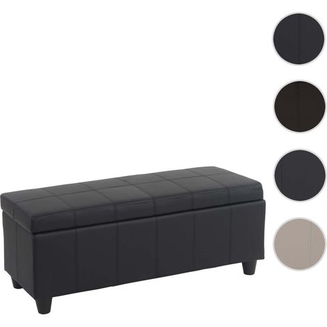 Coffre de rangement Kriens, banc, tissu/textile, 45x114x45cm - gris mat (1/5)