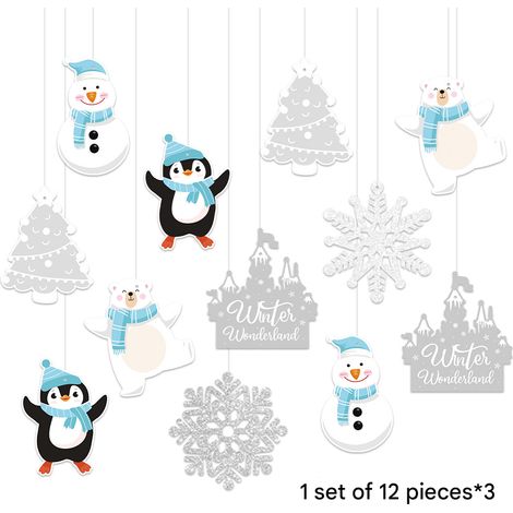 36 pièces d'ornements décoration d'ambiance suspendus, accessoires de décoration de fête de Noël, suspendus, ornements bleus au plafond . (1/5)