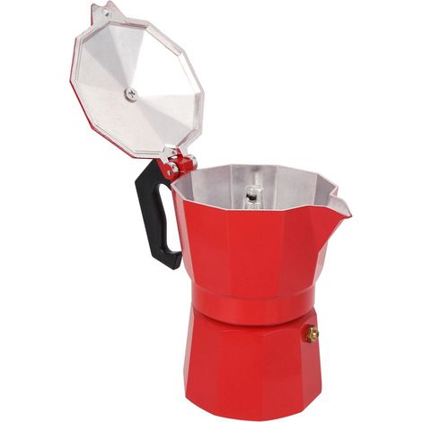 Cafetière italienne en aluminium de 300 ml (6 tasses) avec accessoires pour le bureau et la maison (rouge) (1/5)
