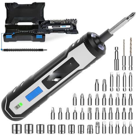 Kit de tournevis électrique sans fil rechargeable 4v, batterie lithium-ion rechargeable usb, embouts de tournevis, Ensoleillé (1/5)
