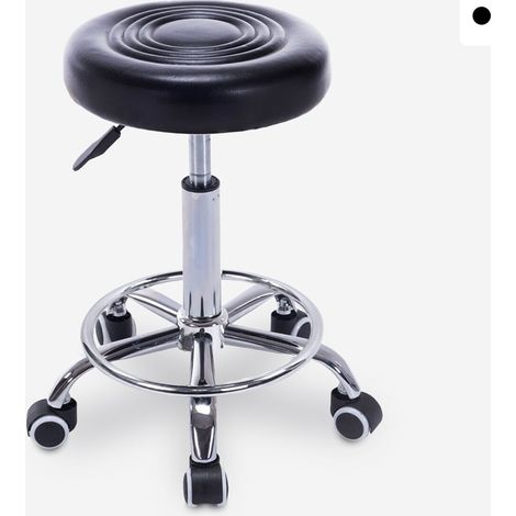 Hocker Rollhocker mit Kunstleder Sitz und Rädern für Büro Kosmetikerin Nabu - Schwarz