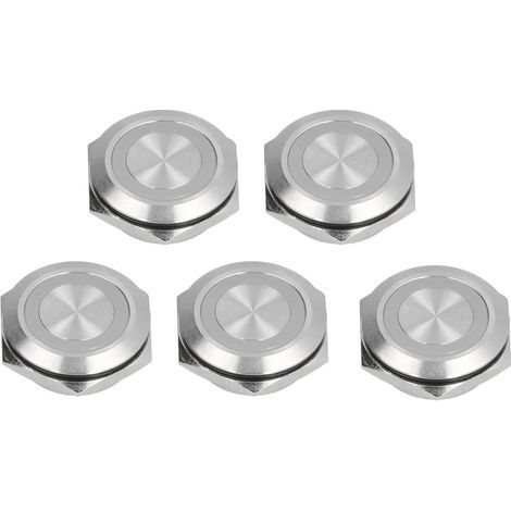 5Pcs Momentary Push Button Switch Metal Auto Reset Ultra Thin Waterproof with LED 25mmAC220V Green (1/5)