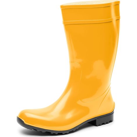 Ladeheid Bottes de Pluie Femme en Caoutchouc PVC avec Semelle Extérieure Antidérapante 100% Imperméable Chaussures pour Femmes résistantes à l'eau LA-967 (Jaune/Noir, 42 EU)