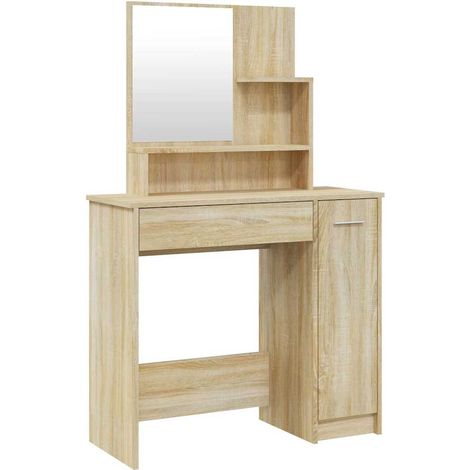 Maison Exclusive - Schminktisch mit Spiegel Sonoma-Eiche 86,5x35x (1/5)