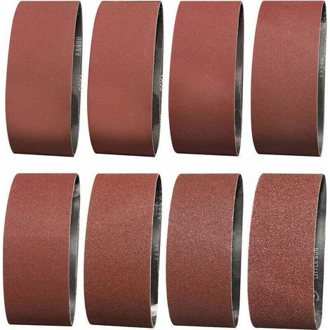 Bande Abrasive 100X610 mm- Grains 2 X 40/60 /80/120/150/180/240/320 Bande de Ponceuse pour le Ponçage, le Polissage et le Dépoussiérage, Idéale pour le Bois (16 Pièces)