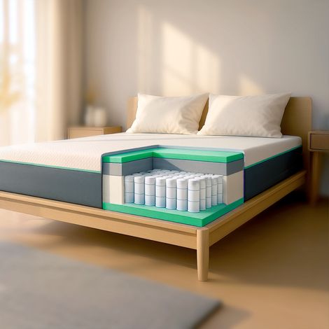 The White Stone Materasso 80x190 in Memory Foam Breeze e Molle Insacchettate  Altezza 25 cm  Traspirante, Anallergico e Sfoderabile