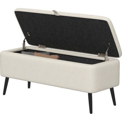 LinenLook 92 x 31cm Storage Ottoman  Cream White (1/5)