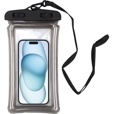 Set di 5 custodie per telefono impermeabili IPX8 trasparenti/nere con cuscinetto gonfiabile, fino a 6,7" (1/2)