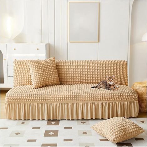 Funda elástica para futón sin reposabrazos con faldón, lavable, para sofá cama plegable, duradera (L 190 x 220 cm) (1/5)