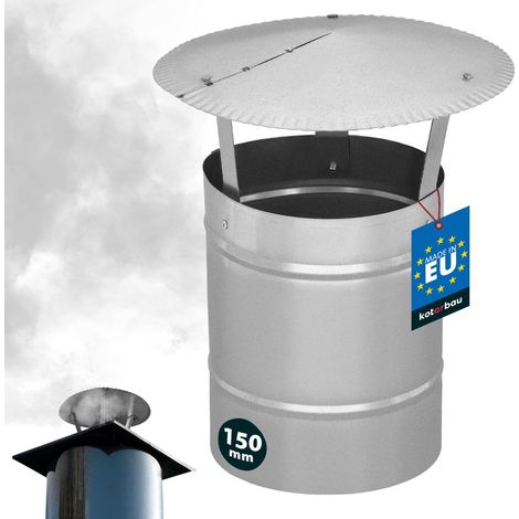 KOTARBAU® Chapeau de Cheminée - Acier Galvanisé - ø 150 mm - Argent - Chapeau Cheminée Anti Pluie - Résistant à la Corrosion - Installation Facile - Design Moderne (1/5)