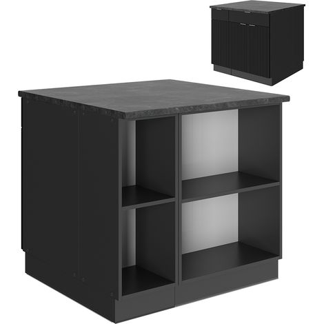 Isola cucina Fame-Line, Nero rigato, 90 cm con cassetto, senza piano di lavoro, Vicco (1/5)