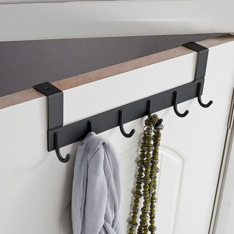 royaluxe - 6 crochets espace noir crochets créatifs en aluminium porte-manteaux perforés gratuits porte de la chambre porte-manteaux et crochets à chapeau derrière la porte (1/4)