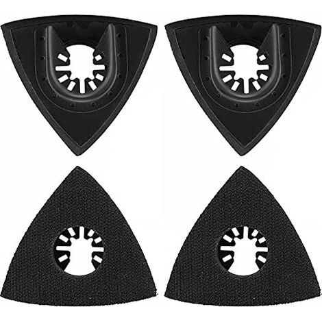 Lot de 4 patins abrasifs universels triangulaires pour fixation patins, crochet et boucle oscillants multifonctions le polissage du bois plastique 80 mm - (1/4)
