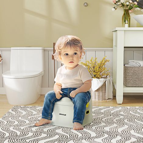 Vasino per Bambini 3 in 1 con Vaschetta Rimovibile e Imbottitura, Età 6 Mesi-6 Anni, Grigio