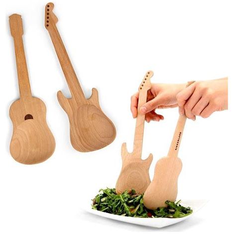 POSATE IN LEGNO GUITAR UTENSILS PER INSALATA (1/5)