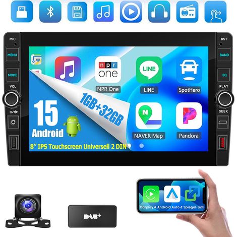 Autoradio 8" DAB+ 23/64 Go Android 15, CarPlay, GPS, RDS, Bluetooth 4.1, 2 DIN - 1+32G DAB+ CAM (1/5)