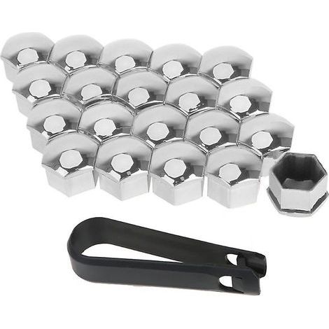 T98 Lot de 20 cache-boulons de roue pour Tesla Model 3/X/S, en acier inoxydable argenté, style A, résistants à la poussière (1/5)