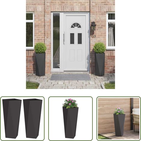 Terrassenpflanzer - Pflanzkübel 2 pcs Schwarz 30 x 30 x 75 cm Stahl (1/5)