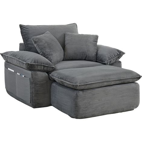 Canapé sans ossature avec fonction couchage – Cloud Couch rembourré et moelleux, fauteuil de sol 1 place sans montage avec repose-pieds, poches de rangement, combinaison modulaire, pour salon et burea (1/5)
