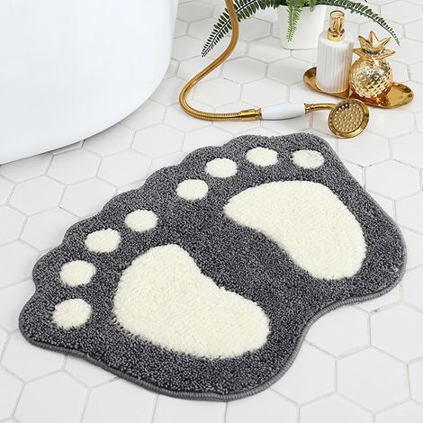Tapis De Bain - 40 X 60 Cm - En Polyester - Antidérapant - Lavable En Machine - Pour Salle De Bain Chambre Salon - Gris (1/5)