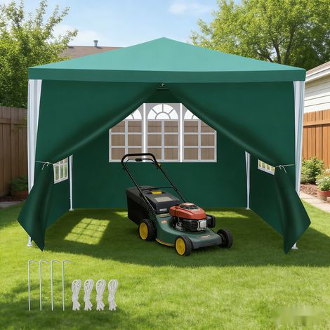 Wolketon Vert Tente de réception 3x3m avec armature en fer, tonnelle imperméable pour fêtes, marchés et repas de jardin (1/4)