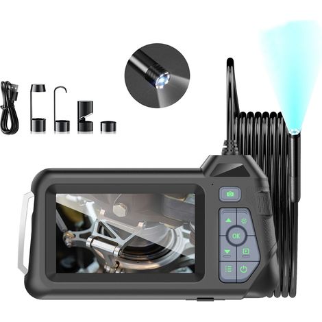 Endoscope industriel M60, caméra unique HD 1080p de 4,3 pouces, inspection de tuyaux flexibles de 8 mm, réparation automobile, endoscope industriel avec écran, portée de 5 m (1/5)