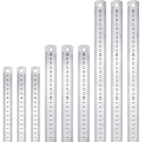 Règle en acier inoxydable, 15, 20 et 30 cm, en métal, double face, pour menuisiers, durable et résistante à la corrosion, idéale pour les étudiants, les ingénieurs, les architectes et les enseignants.