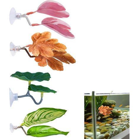 4 Pièces Aquarium à Poissons Combattants, Fixation par Ventouse, Plantes Artificielles pour Aquarium, Décoration Végétale Aquatique, Accessoires pour Poissons Combattants à Double Couche (1/5)