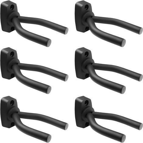 6 pièces Support Mural pour Guitare Noir, Crochet de Guitare Supports Muraux pour Guitare, Support de Guitare Compatible pour Tous Types Guitares, Basse, Banjo, Ukulele, Fiddle (1/5)