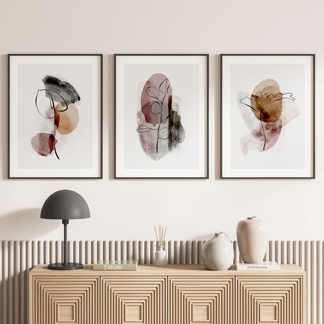 Lot de 3 Affiches / Posters Triptyque - Abstrait - 3 Affiches - 70x100 cm (Cadres non fournis) - Photo pleine page (1/5)