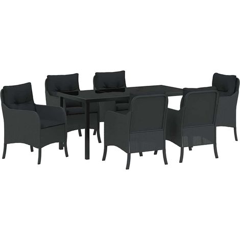 Maison Exclusive - Zahradní jídelní souprava 7 ks Černá polyratan (1/5)
