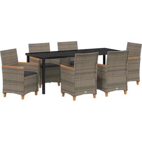 Maison Exclusive - Set da Pranzo per Giardino 7 pcs Grigio polyrattan