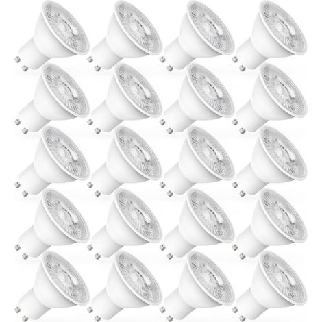 Apex – Ampoules LED GU10 5W – Équivalent 50W – 450LM blanc froid 6000K – Angle 120° – Éclairage sans scintillement – Lot de 20