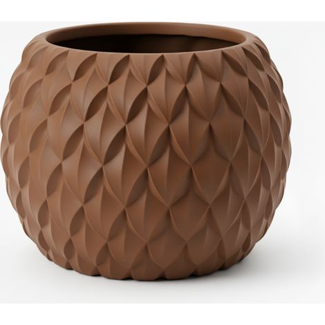 Vaso da fiori moderno decorativo marrone con texture a squame.
