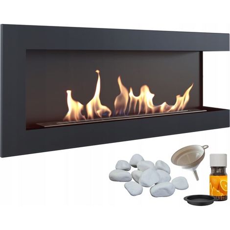 Wandkamin Bioethanol DELTA 1200 TÜV rechts Deko Steine Set (1/5)