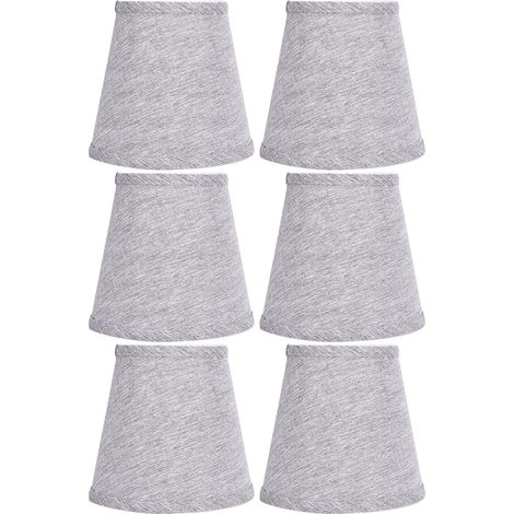 Fabric Lampshade, E14 Lampshade 6 Pieces Silver Grey Good Light Transmission Table Lamp Ceiling Light Bedroom Hotel Living Room (1/5)