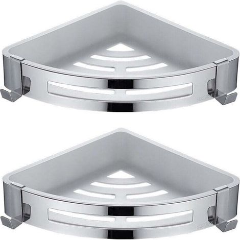 Étagère de douche d'angle triangulaire en deux parties, panier de douche sans perçage, antirouille, accessoire de salle de bain, porte-savon et shampoing