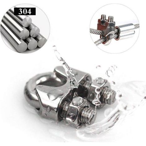 Serre-Cable - Acier Inoxydable 304 - M6 - Pour Câble Acier 6 mm - 16 Pièces (1/5)