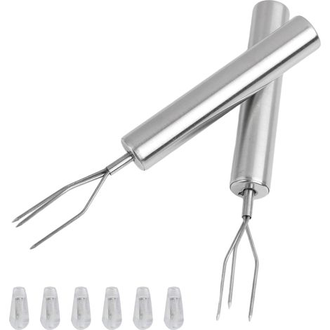 Fourchette d'extérieur en deux parties en acier inoxydable pour éplucher et préparer — Une fourchette robuste et élégante à trois dents, d'une longueur de 6 pouces (environ 15 cm) (1/5)