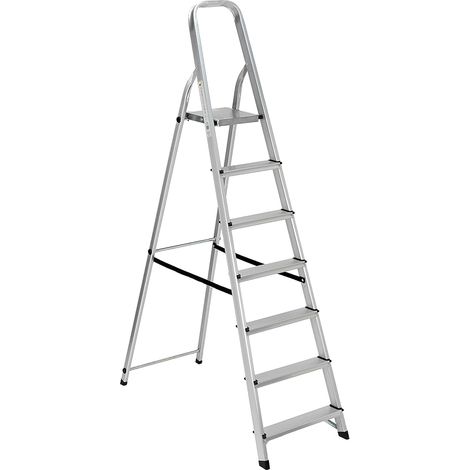 Garden – Échelle en aluminium 7 marches 120x49x193h cm – Charge maximale 150 kg – Marches antidérapantes et crochet de sécurité (1/2)