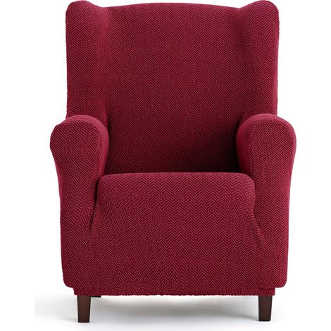Housse bi-élastique pour Fauteuil à Oreilles Super élastique - Housse de Fauteuil à Oreilles Couleur Bordeaux Adaptable, Respirante et Facile à Placer avec des mousses de Fixation (1/5)