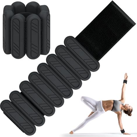 Lot de 2 poids de poignet réglables pour pied ou poignet pour mouvement, marche, jogging, yoga, aérobic, pilates, poids (1/5)