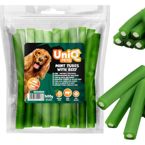 Snack per cani, snack, tubetti alla menta con manzo UniQ Pets 500 g (1/5)
