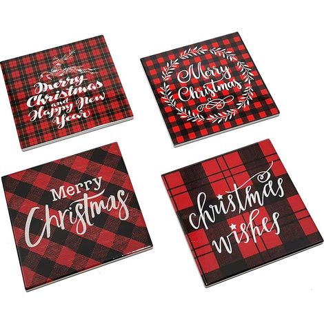 Sottopentola natalizio 16 cm decorazioni di natale merry christmas decorazione cucina per idea regalo set da 4 (1/2)