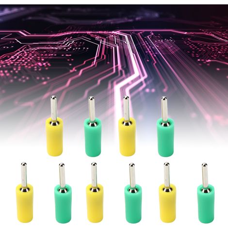 mm Bananenstecker aus reinem, vernickeltem Kupfer, 2 mm Bananenstecker mit geradem Stift, kompatibel mit dem gelbgrünen Innenfeder-Panelstecker 10001. (1/5)