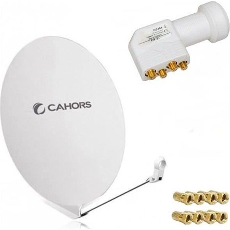 Parabole Satellite - CAHORS - SMC 80CM - LNB Quad - Fibre Composite - Blanche (1/4)