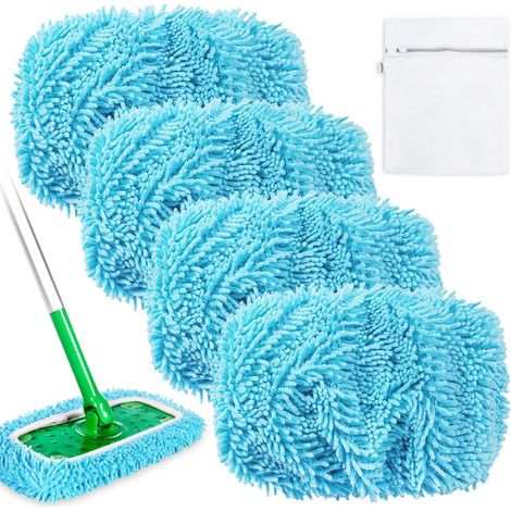 Convient aux recharges pour balais Swiffer Sweeper, pour le lavage et le nettoyage des sols - Pack de recharge extra puissant (4 pièces) (1/4)