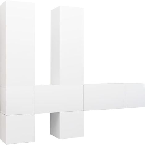 Ensemble de meubles TV 7 pcs Blanc Bois d'ingénierie vidaXL (1/5)