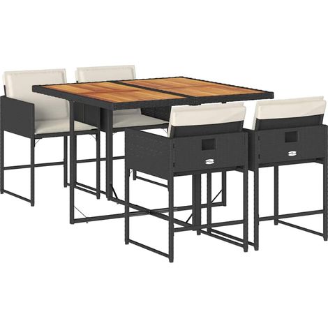 Maison Exclusive - 5-tlg. Garten-Essgruppe mit Kissen Schwarz Pol