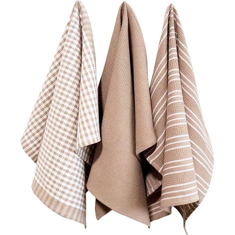 Küchentücher, 3er-Set Küchentücher im skandinavischen Stil, 45 × 65 cm, Latte-Farbe